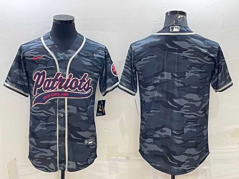 Mens New England Patriots Blank Grey Camo With Patch Cool Base Stitched Baseball Jersey->new england patriots->NFL Jersey